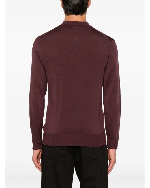 Canali Purple Long-Sleeve Polo Shirt for men