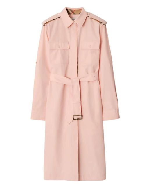 Vestido camisero de algodón y popelina con cierre oculto Burberry de color Pink