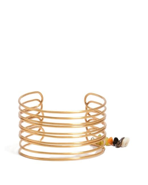 Bimba Y Lola Metallic Layered Beaded Cuff Bracelet
