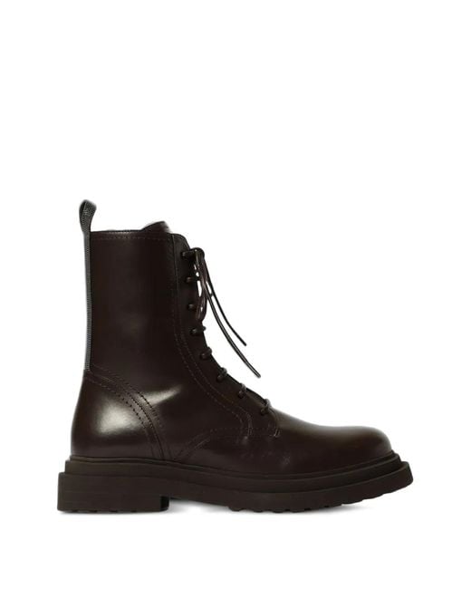 Brunello Cucinelli Black Shearling Monile Ankle Boots