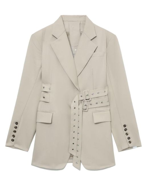 ROKH Natural Single-breasted Belted Blazer