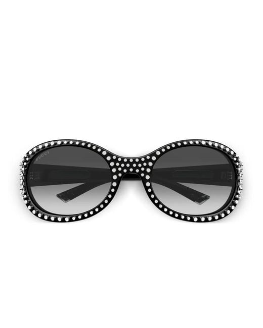 Gucci Black Gg2013S Studded Oval-Frame Sunglasses
