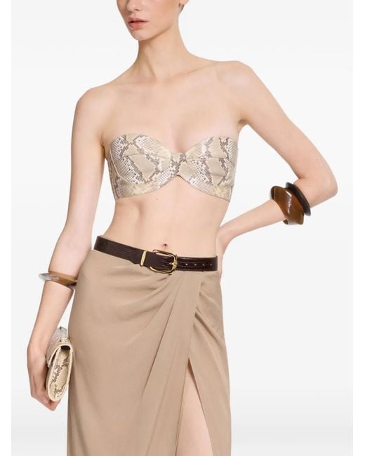 Elie Saab Natural Python-Print Leather Bralette