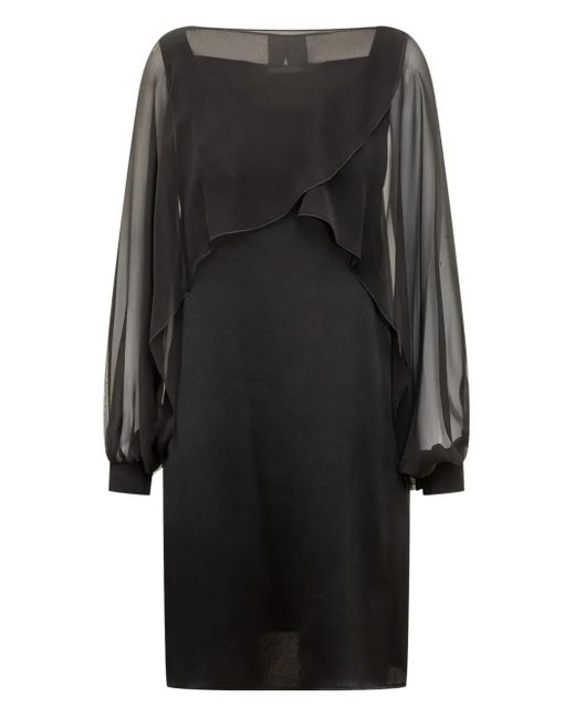 Alberta Ferretti Black Semi-Sheer Midi Dress