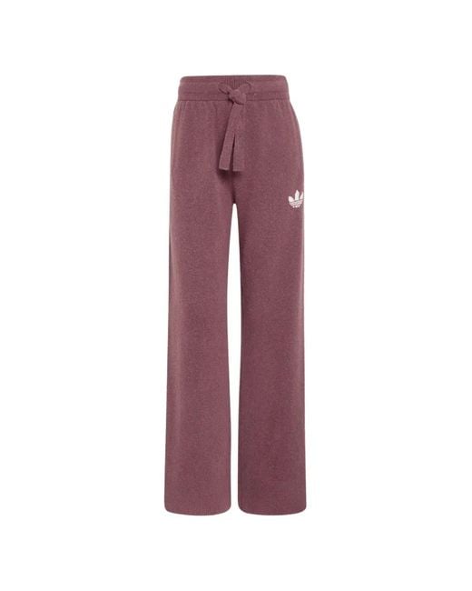 Adidas Purple Logo-Embroidered Knit Trousers
