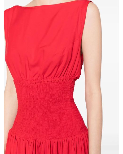 Bambah Red Ruched Backless Dress