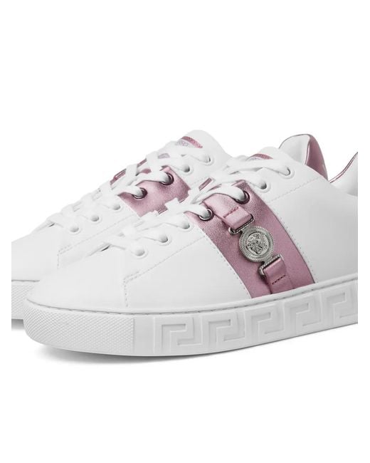 Versace White Greca Embellished Sneakers