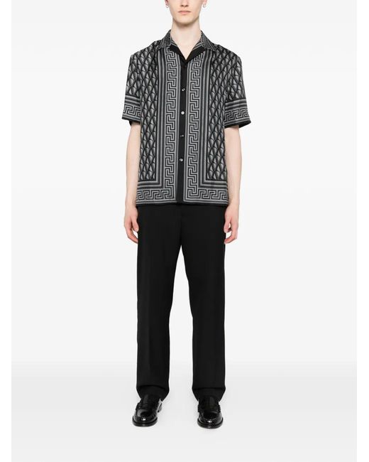 Versace Black Chemise À Imprimé V-Greca for men