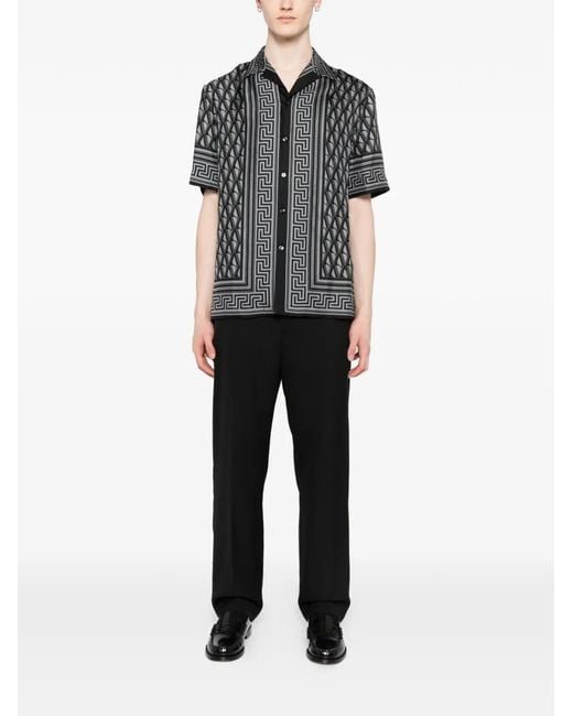 Versace Black Chemise À Imprimé V-Greca for men