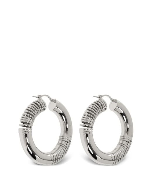 Marni Metallic Grandes Boucles D'Oreilles À Design Rainuré