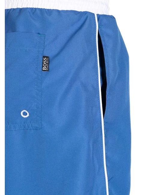 Boss Blue Colour-Block Swim Shorts for men