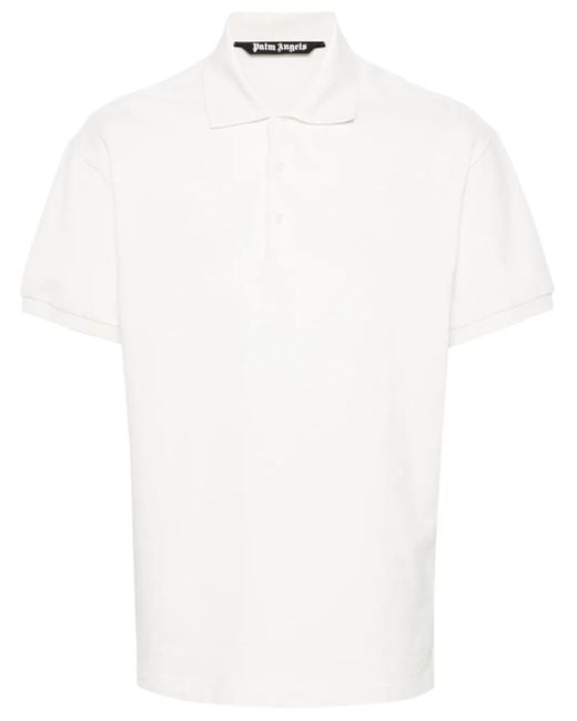 Palm Angels White Embroidered-logo Polo Shirt for men