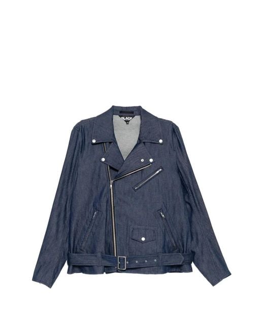 COMME DES GARÇON BLACK Blue Veste De Moto En Jean À Taille Ceinturée