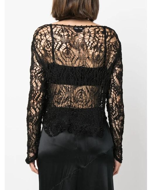 Tom Ford Black Boat-Neck Open-Knit Top
