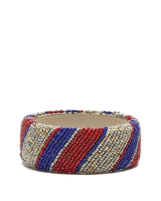 Maliparmi White Striped Beaded Bracelet