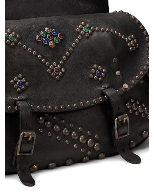 RRL Black Stud-Embellished Tucker Messenger Bag for men