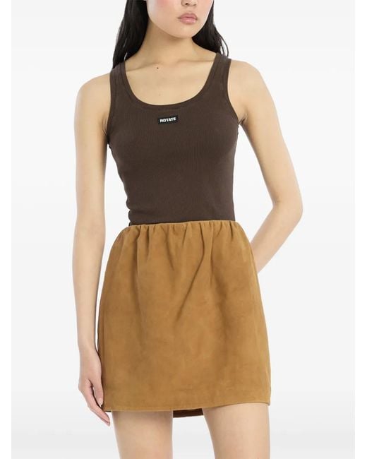 ROTATE BIRGER CHRISTENSEN Brown Logo Ribbed Top