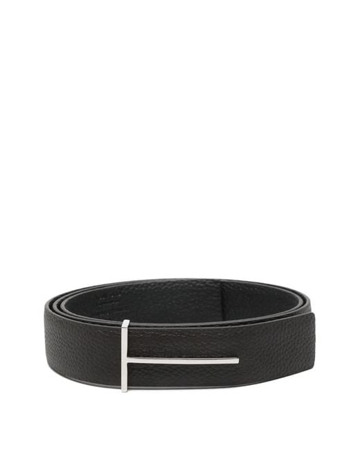 Tom Ford Black T-Bar Leather Belt for men