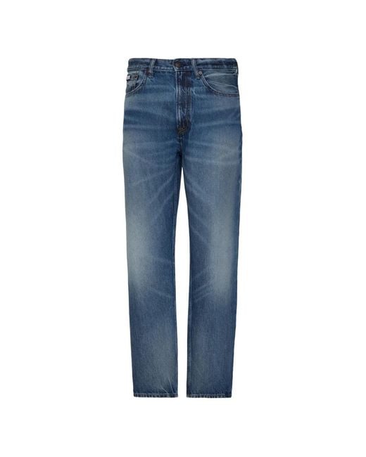 Calvin Klein Blue Faded-Effect Straight-Leg Jeans for men
