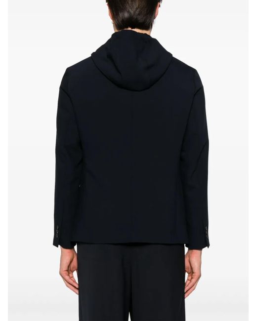 メンズ Emporio Armani デタッチャブルパネル フーデッドジャケット Blue