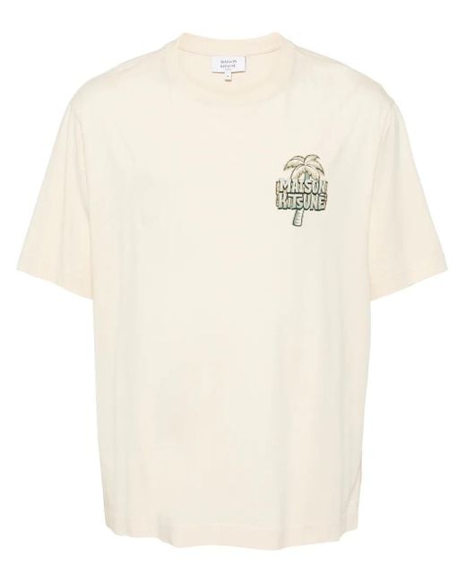 Camiseta con estampado gráfico Maison Kitsuné de hombre de color Natural