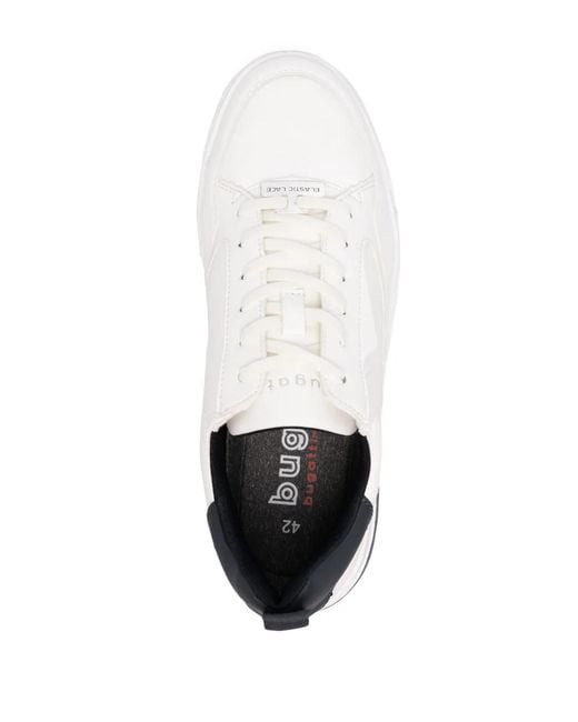Bugatti White Contrast-Heel Panelled Sneakers for men