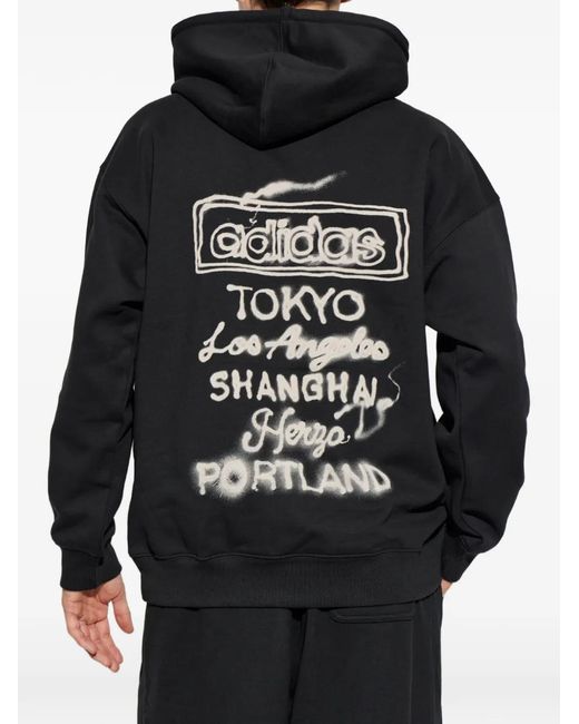 Adidas Blue Graphic-Print Hoodie for men
