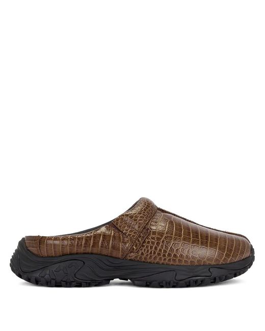 Clarks Brown Cur Clog 1 Crocodile Shoes for men