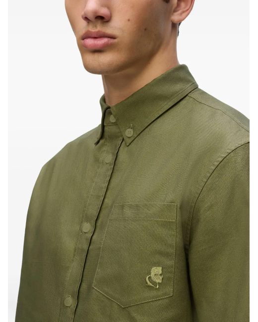 Karl Lagerfeld Green Logo-Embroidered Shirt for men