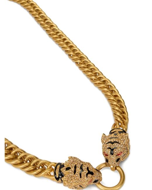 Roberto Cavalli Metallic Roar Tiger-Head Chain Necklace