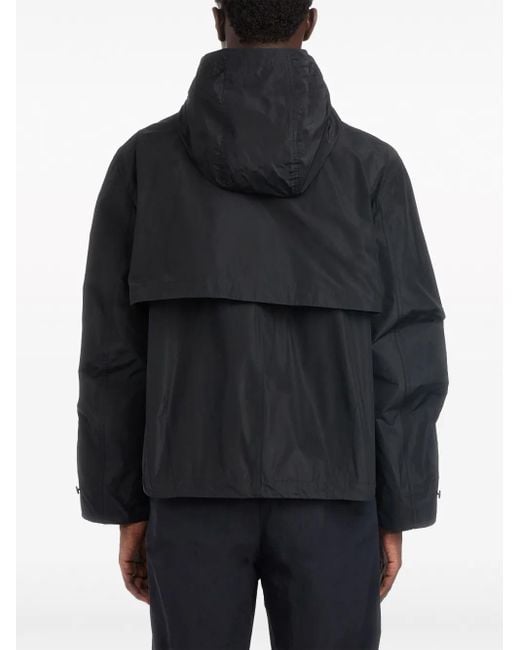 Ferragamo Black Drawstring-Hem Hooded Jacket for men