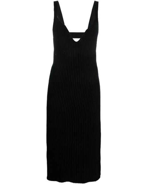 Khaite Cotton Nina Ribbed Tank Dress in Black | Lyst