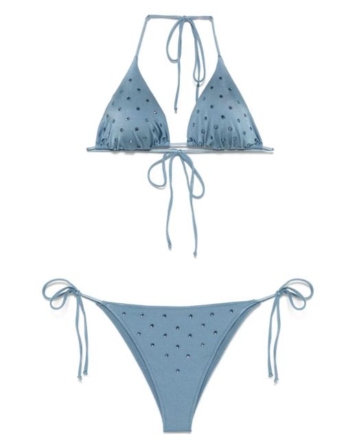 Mc2 Saint Barth Blue Rhinestone-Embellished Bikini Set