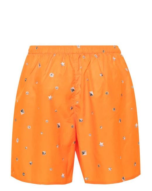 Acne Orange Short De Bain À Imprimé Graphique for men