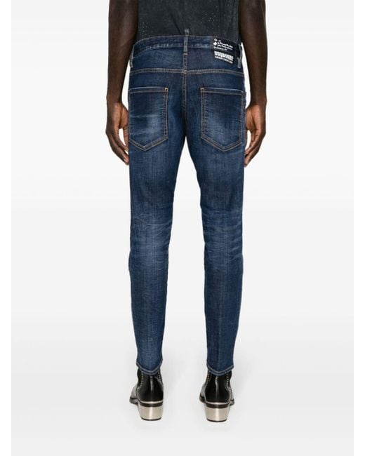 DSquared² Blue Skater Mid-Rise Slim Jeans for men