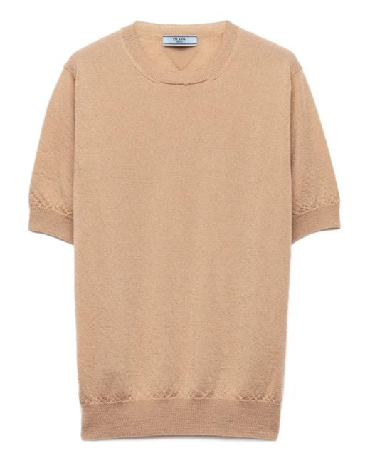Pull Nervuré À Manches Courtes Prada en coloris Natural