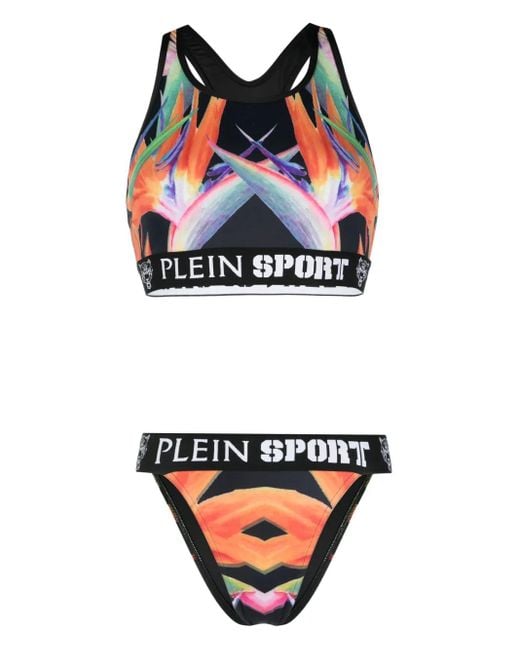 Philipp Plein Black Flowers Bikini Set
