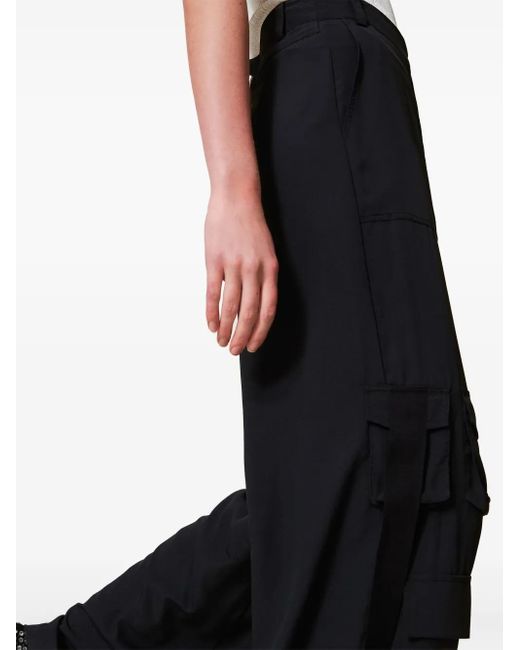 Twinset Black Crêpe De Chine Cargo Trousers