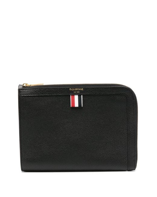 Thom Browne Black Rwb Leather Wallet - Unisex - Acrylic/calf Leather/recycled Polyester/polyester