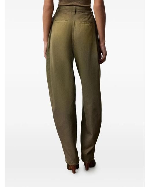 Ralph Lauren Green Ellen Pleated Cotton Trousers