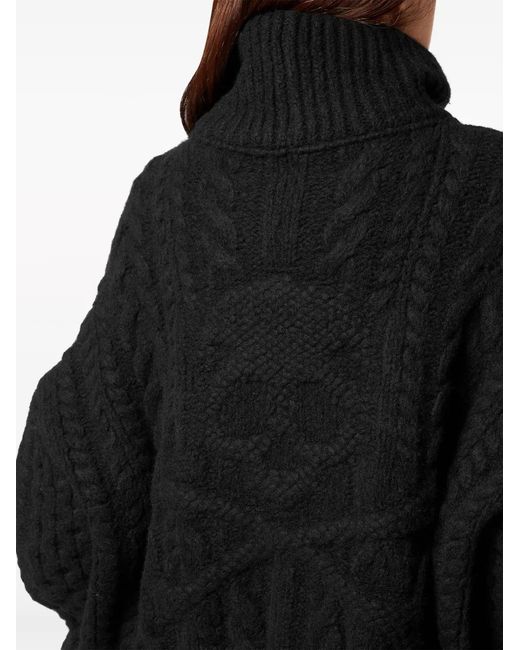 Philipp Plein Black Skull&Bones Cable-Knit Jumper