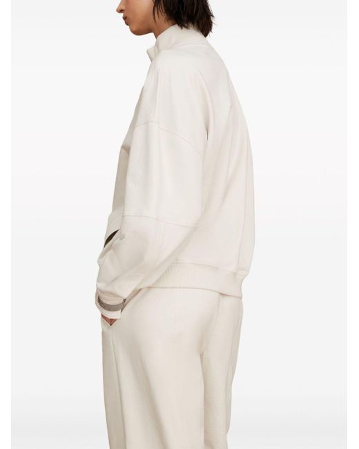 Brunello Cucinelli White Sweatshirt mit Reißverschluss