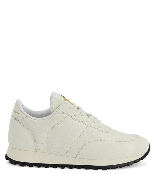 Giuseppe Zanotti White Jimi Crocodile-Effect Leather Sneakers