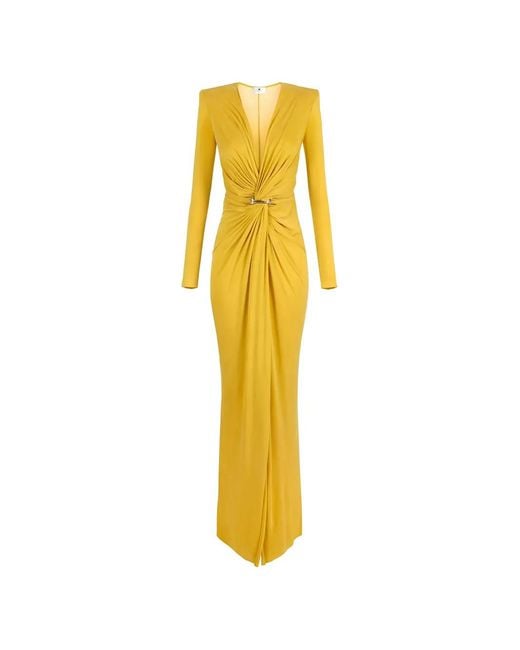 Elisabetta Franchi Metallic Ls Dress Waist Detail
