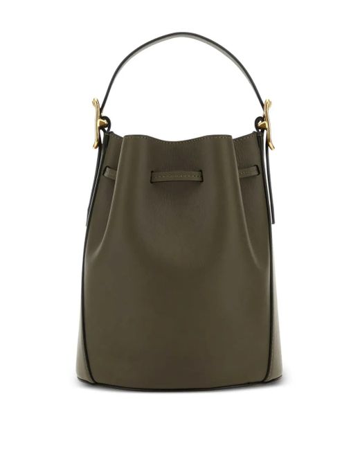 J&m Davidson Green Poppy Leather Drawstring Bucket Bag