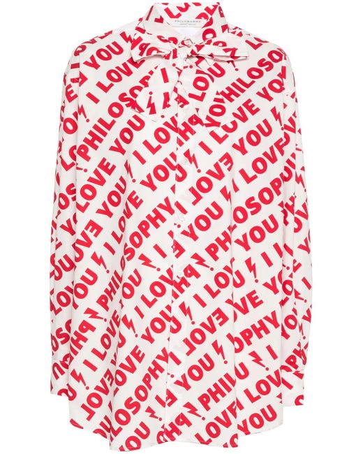 Philosophy Di Lorenzo Serafini Red I Love You Philosophy Long Shirt