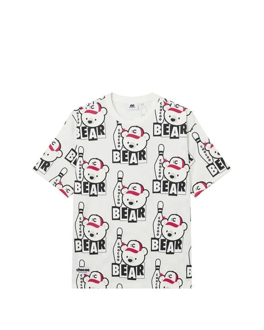 Chocoolate White T-Shirt Imprimé Bowling for men