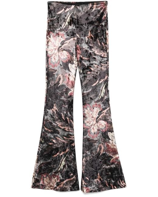 Etro Gray Printed Flared Trousers