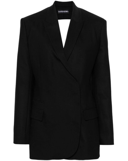 David Koma Black Cut-out Detail Tailored Blazer