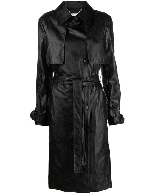 Each x Other Fauxleather Trench Coat in Black Lyst UK
